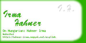 irma hahner business card